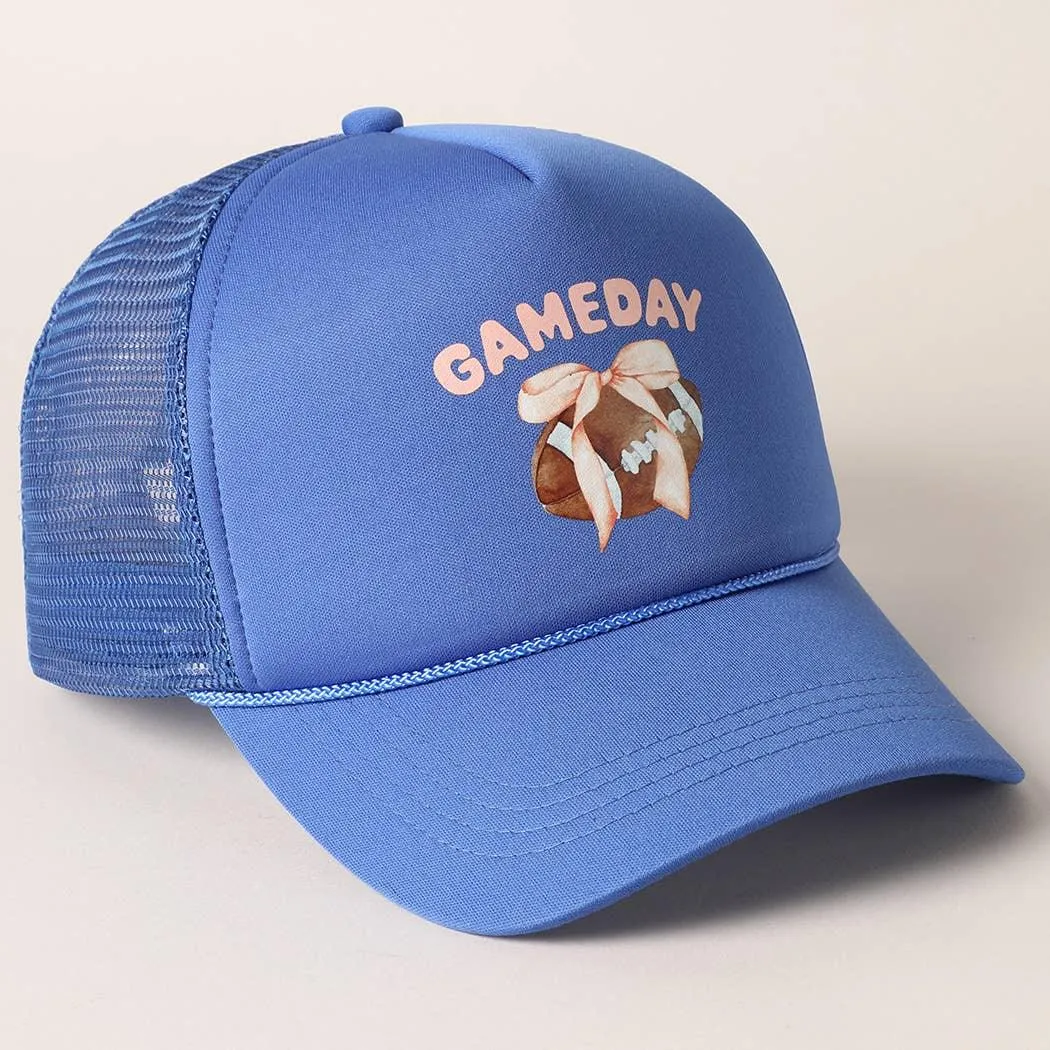 Gameday Bow Football Mesh Back Trucker Hat
