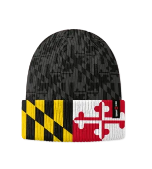 Greyscale Maryland Flag with Color Brim / Beanie