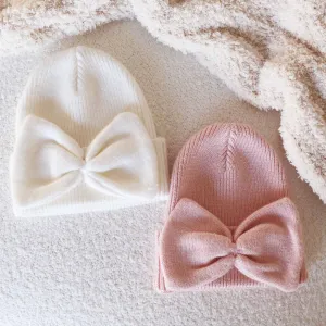 Knit Newborn Bow Beanies*