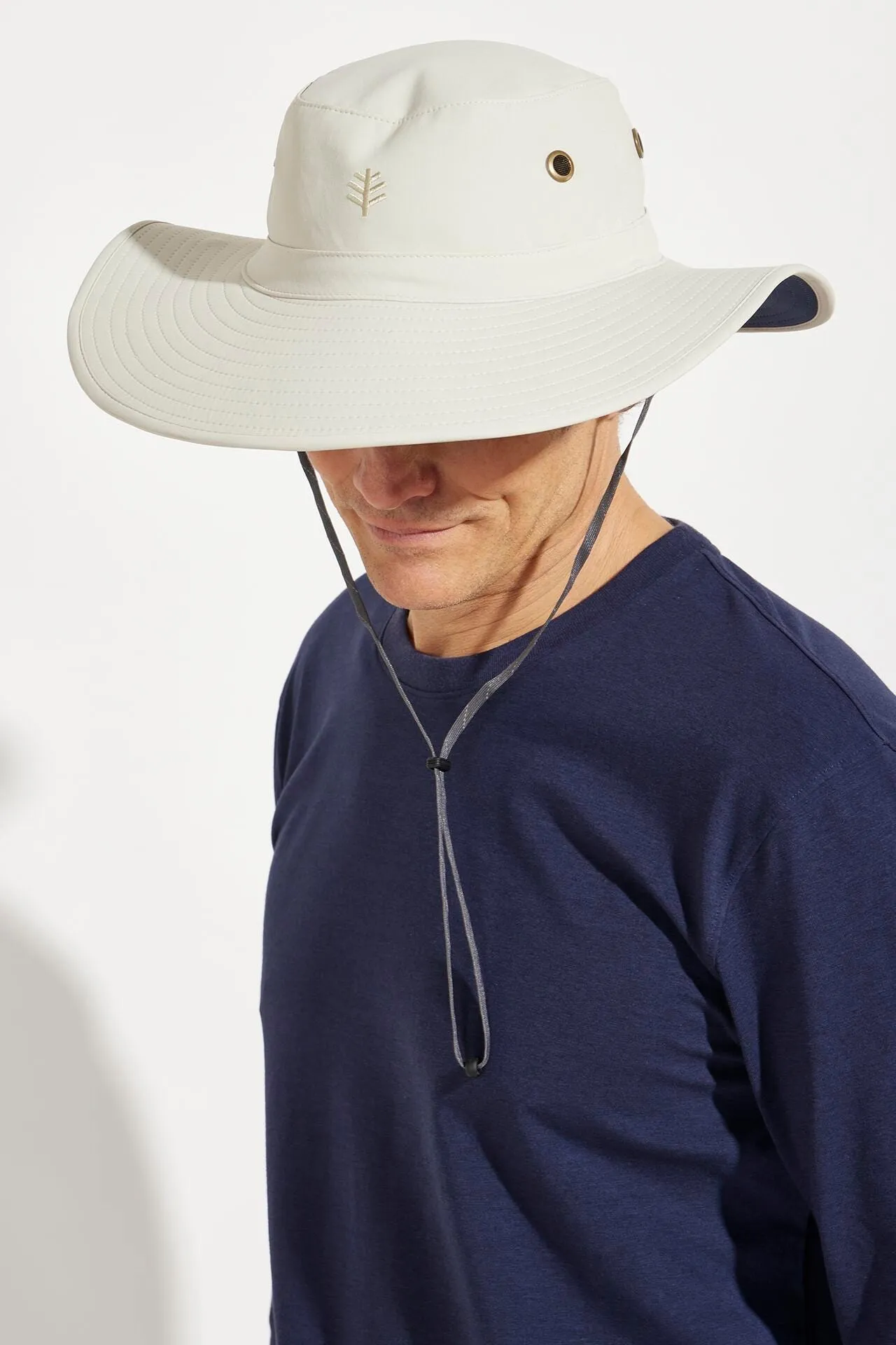 Leo Shapeable Wide Brim Hat | Stone/Navy