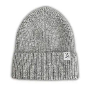Light Grey Flat Knit Beanie