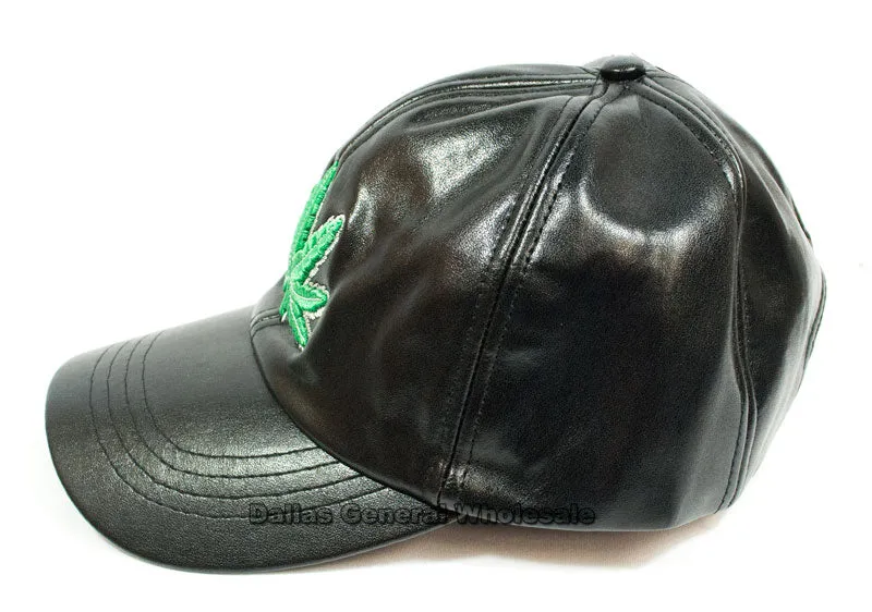 Men Casual Leather Marijuana Caps Wholesale