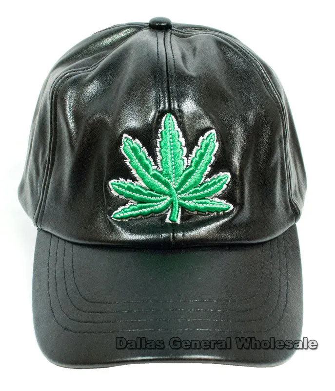 Men Casual Leather Marijuana Caps Wholesale