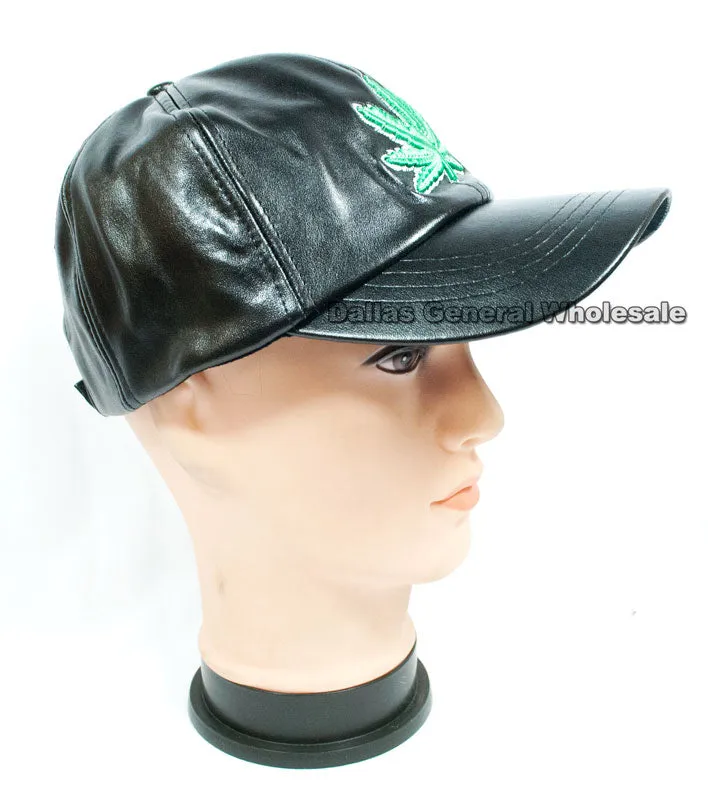 Men Casual Leather Marijuana Caps Wholesale