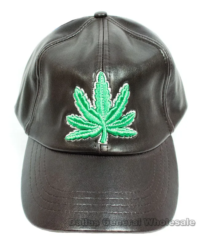 Men Casual Leather Marijuana Caps Wholesale