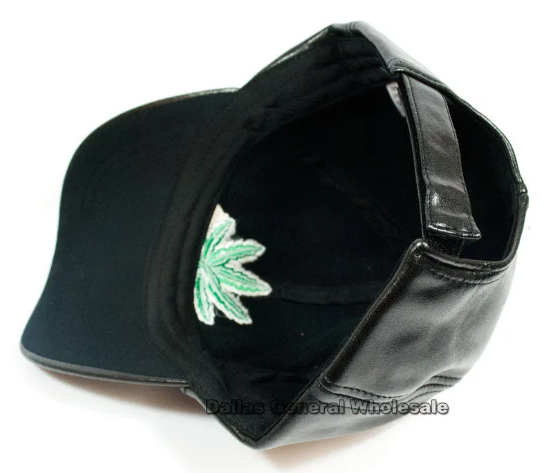 Men Casual Leather Marijuana Caps Wholesale
