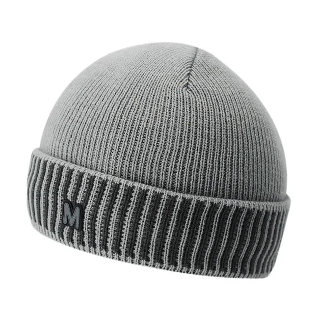 Men's Knitted Warm Winter Beanie Hat with Velvet Inside - Light Gray,Red,Coffee,Dark Gray,Black,Dark Blue,Beige