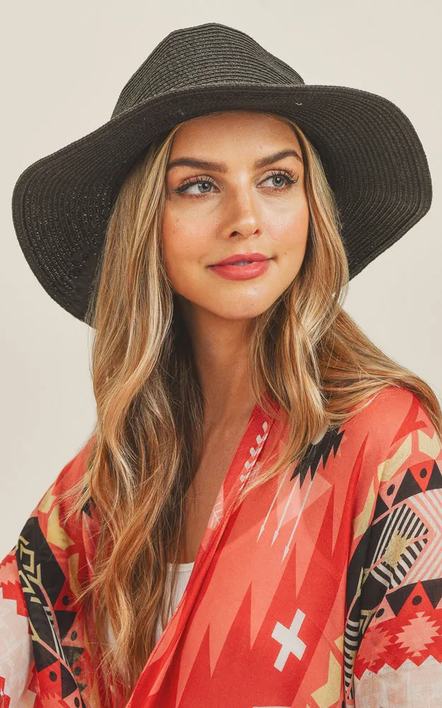 MH0072 Faux Leather Band Fedora Summer Hat