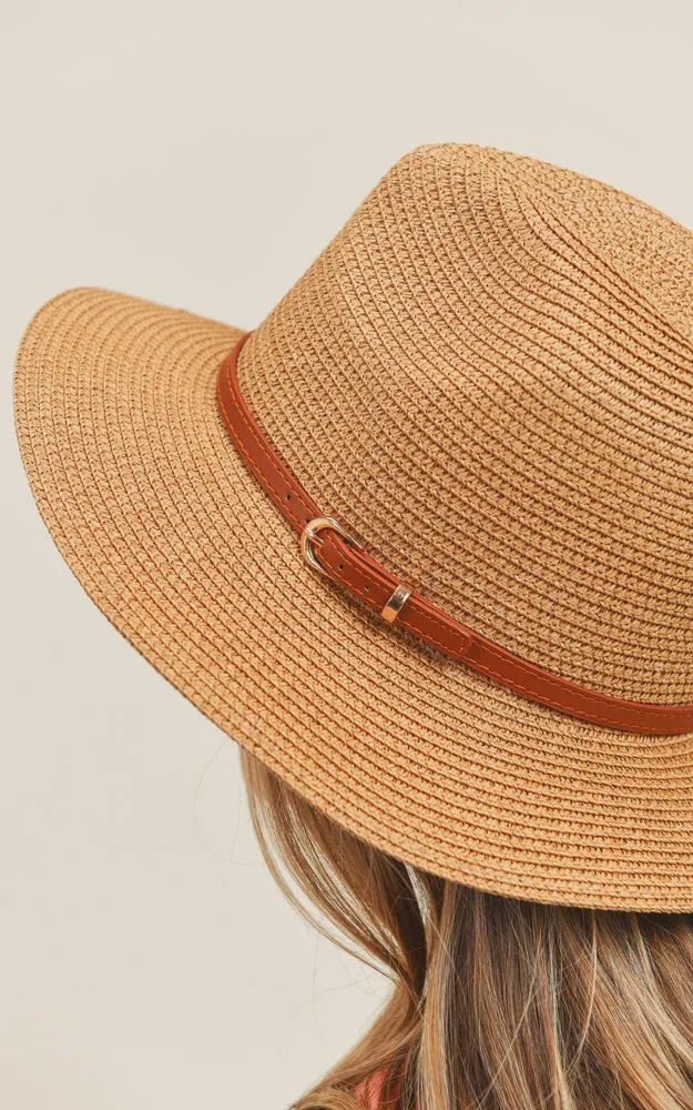MH0072 Faux Leather Band Fedora Summer Hat
