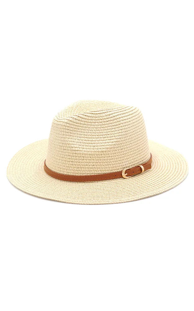 MH0072 Faux Leather Band Fedora Summer Hat
