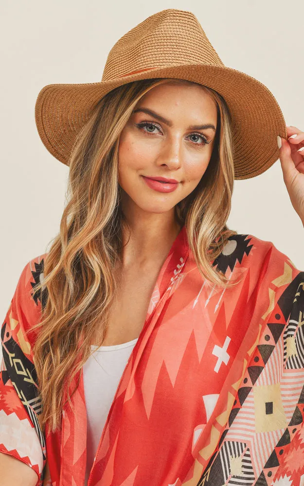 MH0072 Faux Leather Band Fedora Summer Hat