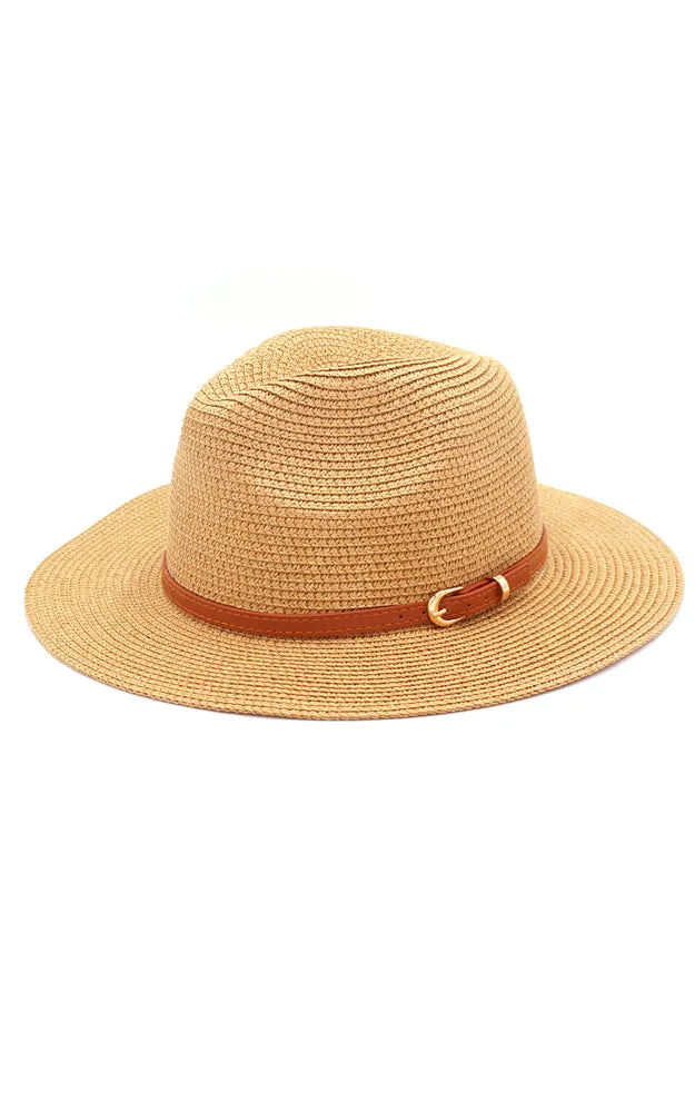 MH0072 Faux Leather Band Fedora Summer Hat