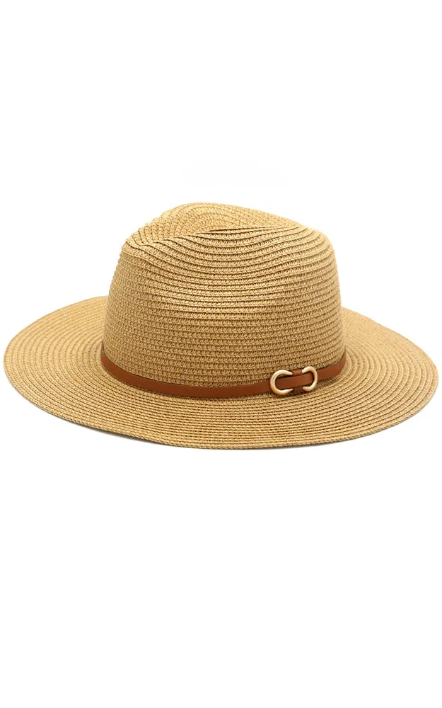 MH0114 PU Leather Band Panama Hat