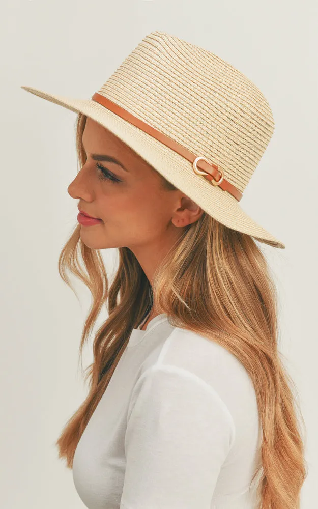 MH0114 PU Leather Band Panama Hat