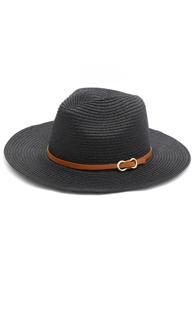 MH0114 PU Leather Band Panama Hat