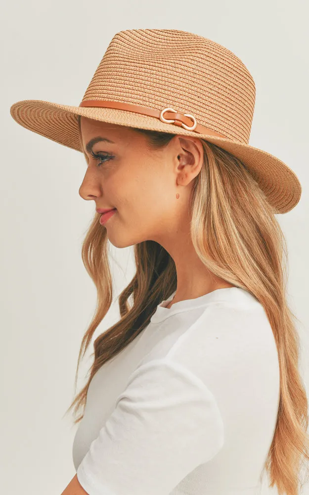 MH0114 PU Leather Band Panama Hat