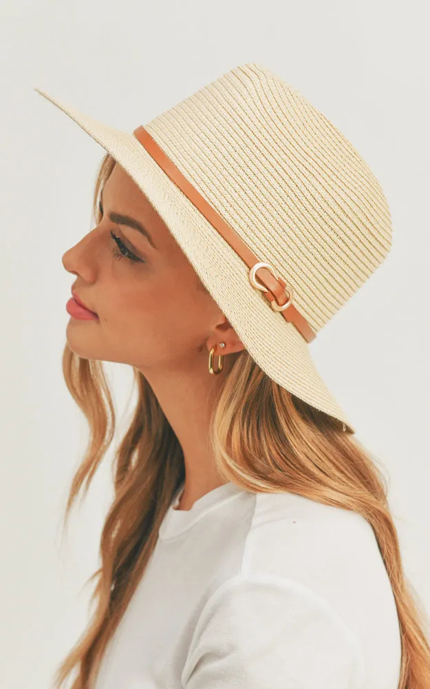 MH0114 PU Leather Band Panama Hat