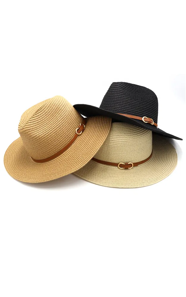 MH0114 PU Leather Band Panama Hat