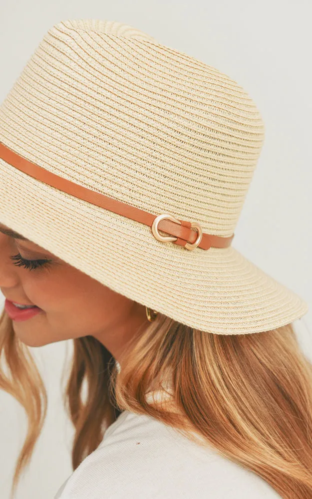 MH0114 PU Leather Band Panama Hat