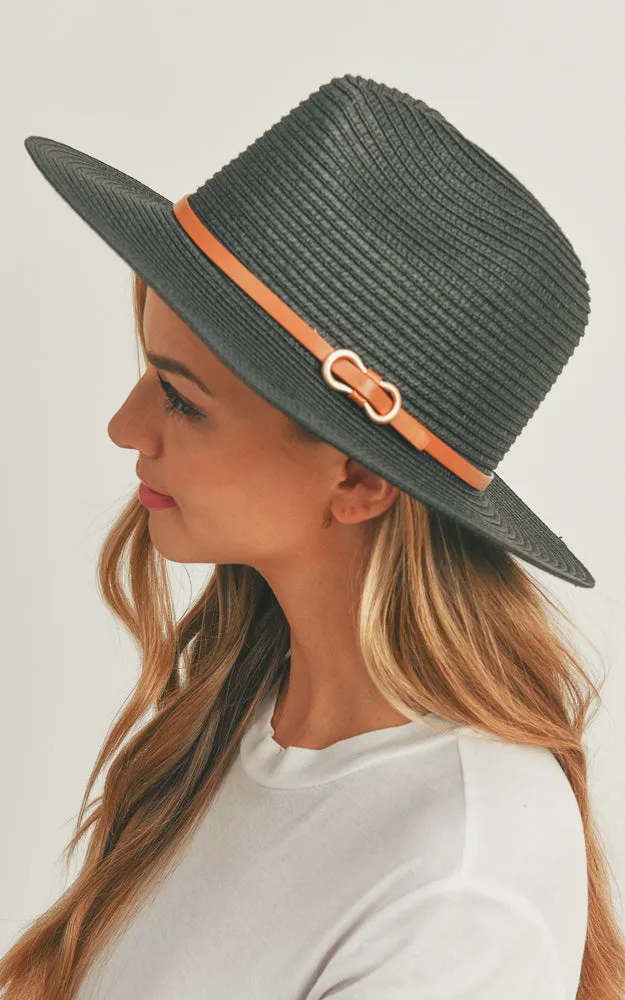 MH0114 PU Leather Band Panama Hat
