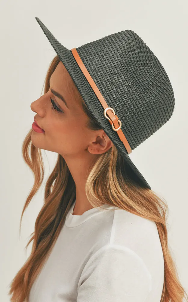 MH0114 PU Leather Band Panama Hat