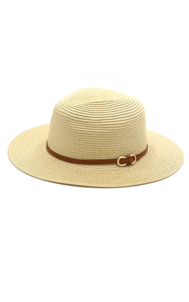 MH0114 PU Leather Band Panama Hat