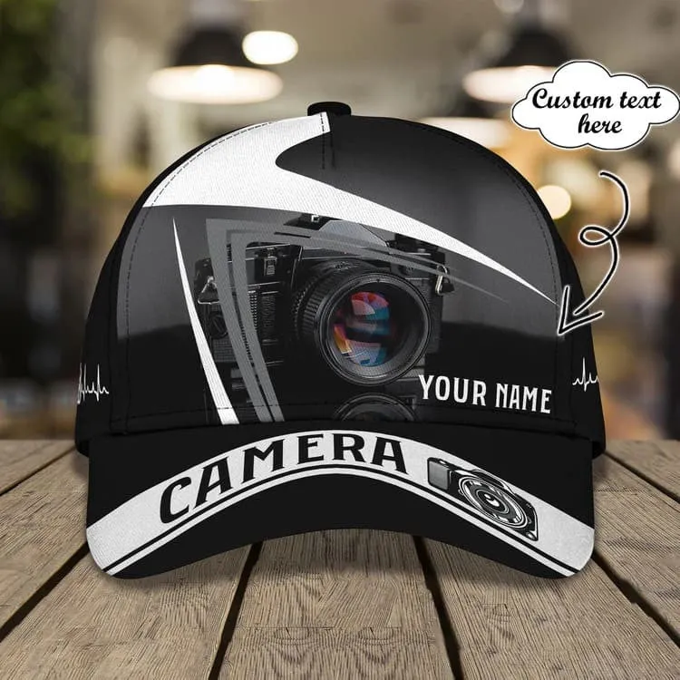 Personalized Camera 3D Baseball Cap for Cameraman, Camera Hat Birthday Gift for Him
