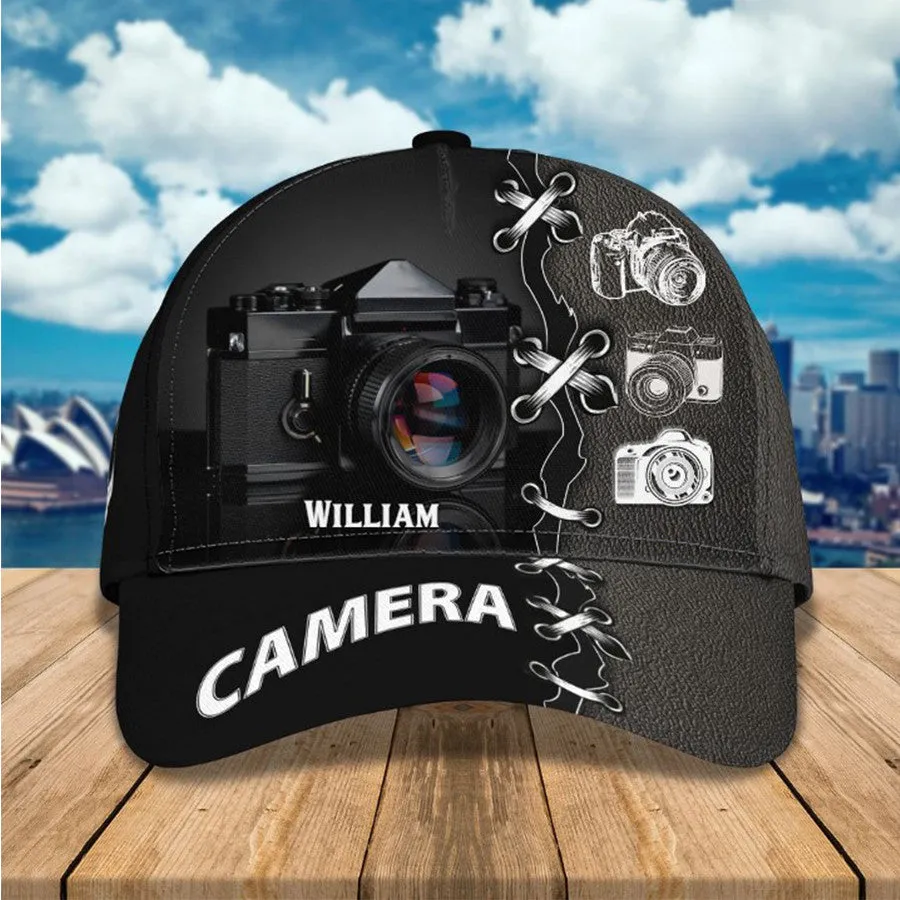 Personalized Camera 3D Baseball Cap for Cameraman, Camera Hat Birthday Gift for Him