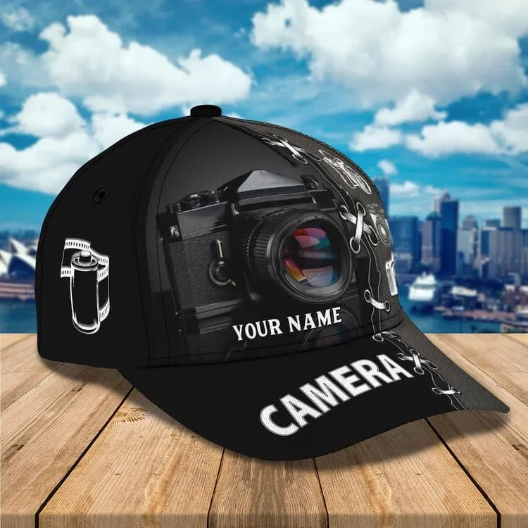 Personalized Camera 3D Baseball Cap for Cameraman, Camera Hat Birthday Gift for Him