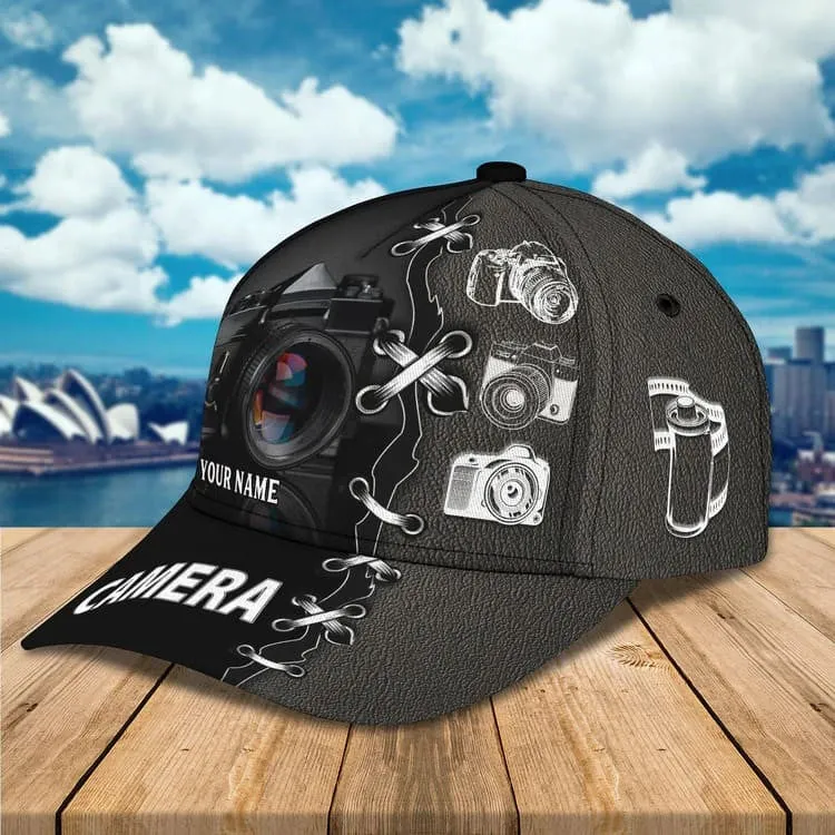 Personalized Camera 3D Baseball Cap for Cameraman, Camera Hat Birthday Gift for Him