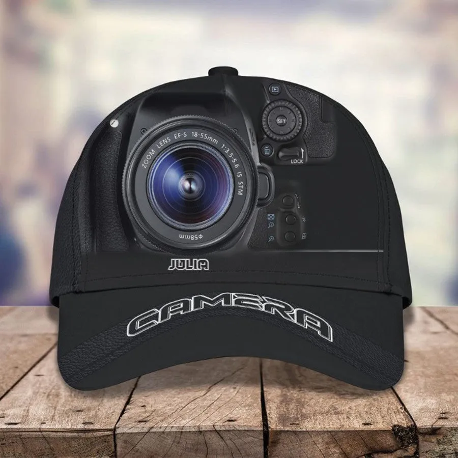 Personalized Camera 3D Baseball Cap for Cameraman, Camera Hat Birthday Gift for Him