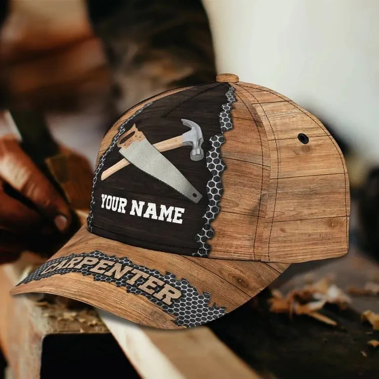 Personalized Carpenter Tool 3D Baseball Cap for Carpenter, Hammer and Saw Carpenter Hat for Him