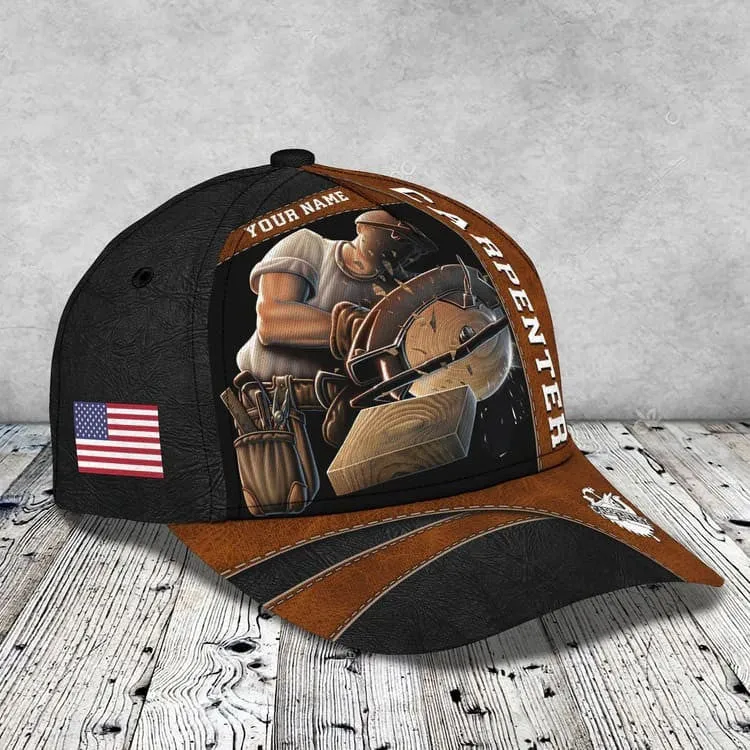 Personalized Carpenter Tool 3D Baseball Cap for Carpenter, Hammer and Saw Carpenter Hat for Him