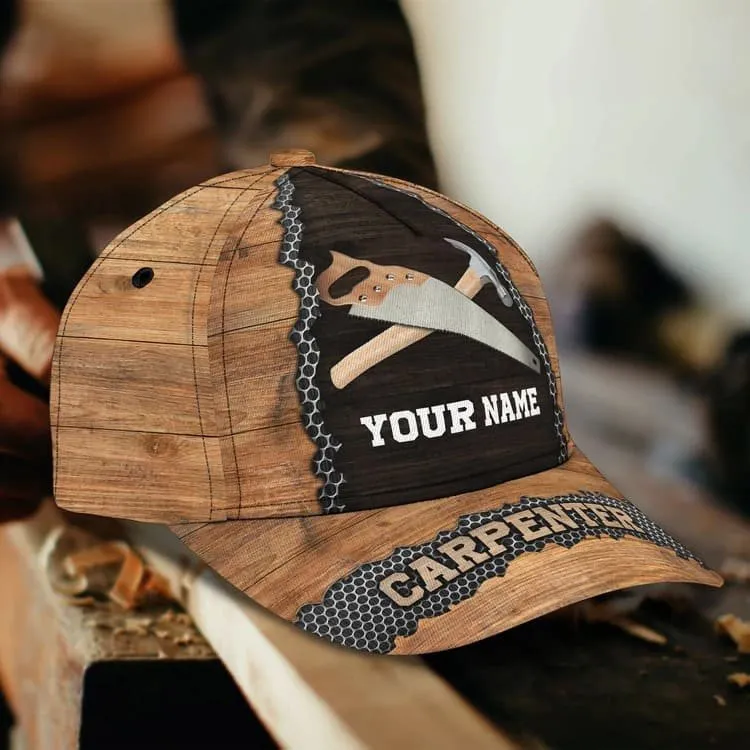 Personalized Carpenter Tool 3D Baseball Cap for Carpenter, Hammer and Saw Carpenter Hat for Him