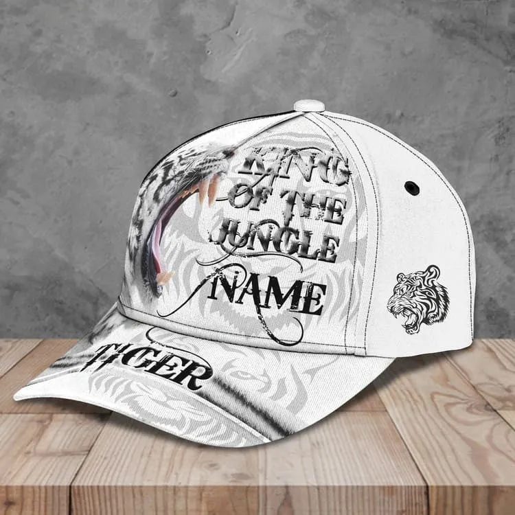 Personalized White Tiger 3D Baseball Cap for Boyfriend, Tiger Art Hat for Tiger Lovers