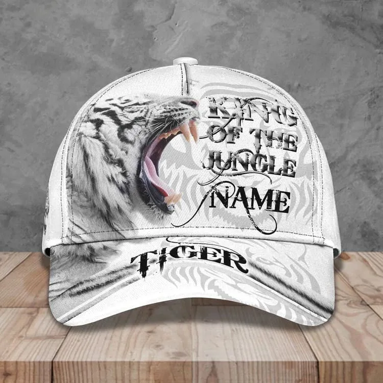 Personalized White Tiger 3D Baseball Cap for Boyfriend, Tiger Art Hat for Tiger Lovers
