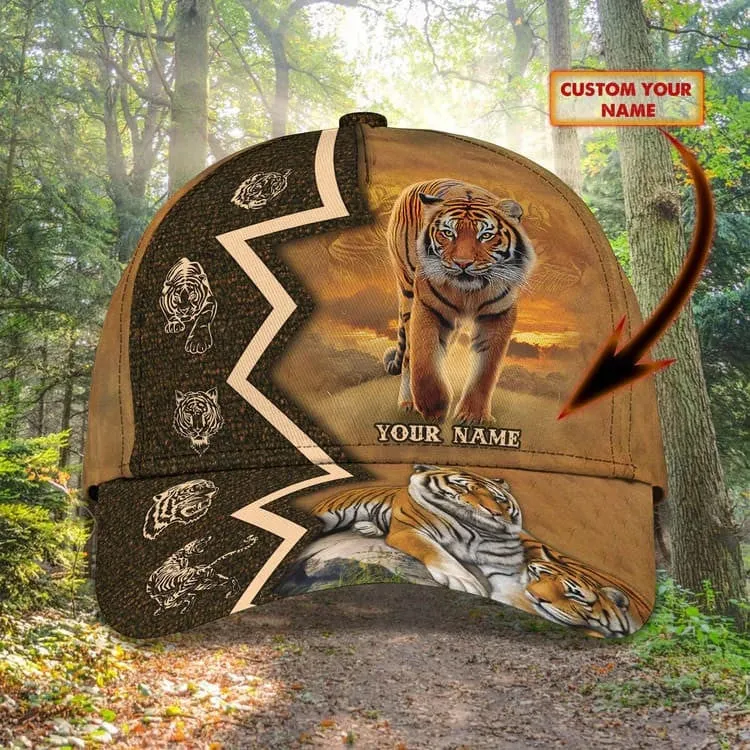 Personalized White Tiger 3D Baseball Cap for Boyfriend, Tiger Art Hat for Tiger Lovers