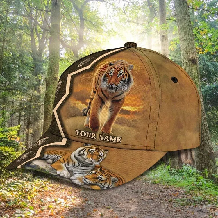 Personalized White Tiger 3D Baseball Cap for Boyfriend, Tiger Art Hat for Tiger Lovers