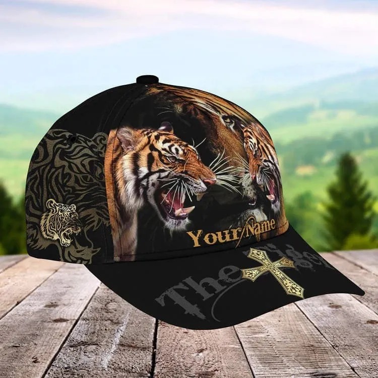 Personalized White Tiger 3D Baseball Cap for Boyfriend, Tiger Art Hat for Tiger Lovers