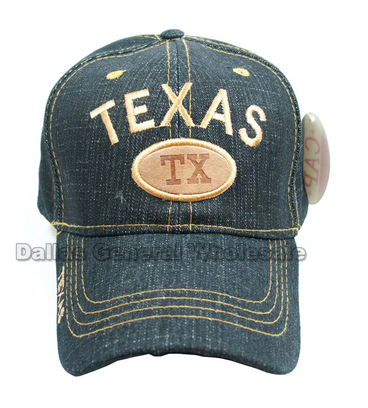 "Texas" Casual Denim Baseball Caps Wholesale