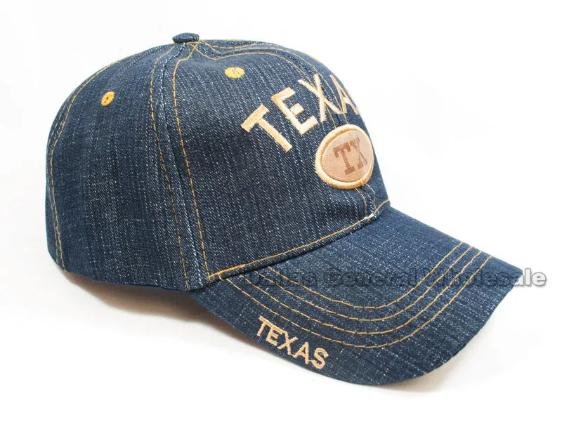 "Texas" Casual Denim Baseball Caps Wholesale