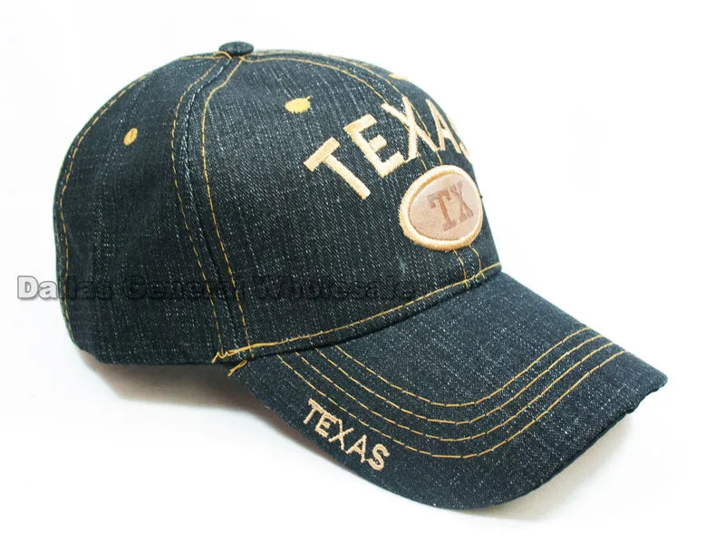 "Texas" Casual Denim Baseball Caps Wholesale