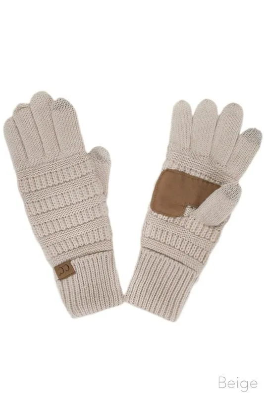 Solid Cable Knit CC Gloves by C.C Beanie