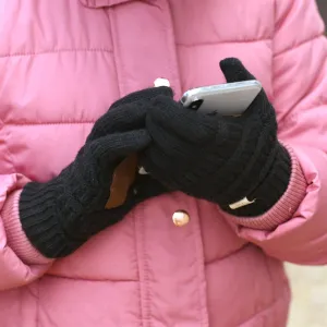 Solid Cable Knit CC Gloves by C.C Beanie