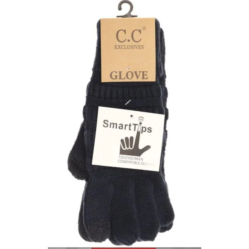 Solid Cable Knit CC Gloves by C.C Beanie