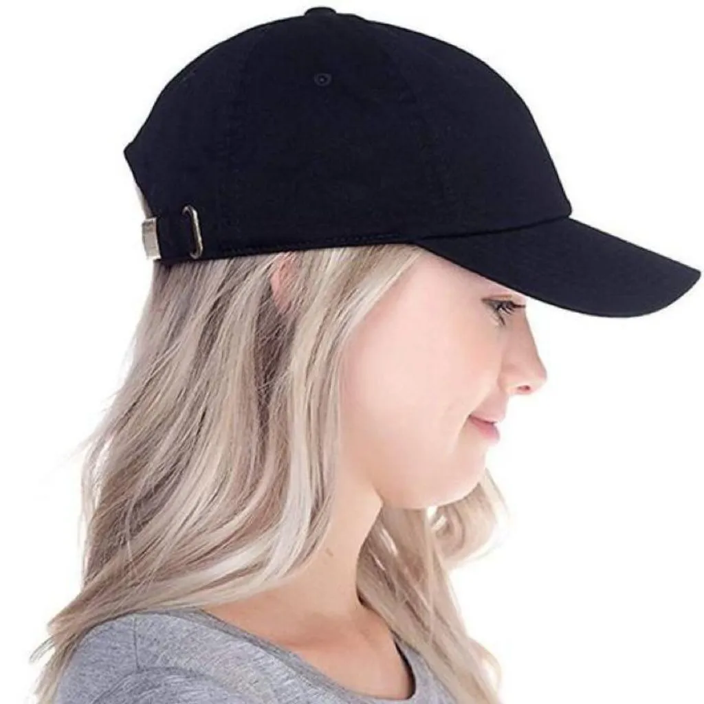 Solid Design Black Cotton Baseball Caps And Hats For Women
