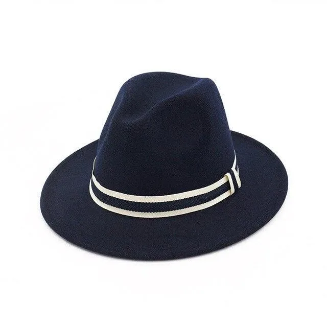Striped Belt Flat BrimJazz Fedoras Hat
