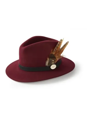 The Suffolk Fedora in Maroon (Bronze Feather)