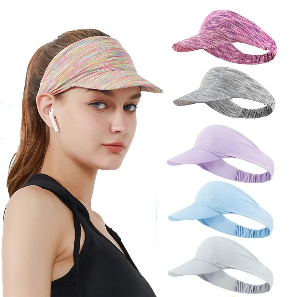 Tie Dye Sun Visor Hat Women Men Ice Silk Wide Brim Sports Cap Lightweight Quick Dry Golf Tennis Hat Roll-up Portable Beach Cap