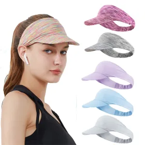 Tie Dye Sun Visor Hat Women Men Ice Silk Wide Brim Sports Cap Lightweight Quick Dry Golf Tennis Hat Roll-up Portable Beach Cap